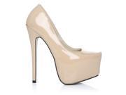 DONNA Nude Patent PU Leather Stilleto Very High Heel Platform Court Shoes Size US 9