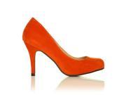 PEARL Orange Faux Suede Stiletto High Heel Classic Court Shoes Size US 6