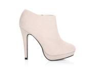 ShuWish H20 Faux Suede Stilleto Very High Heel Ankle Shoe Boots Size US 9 Nude