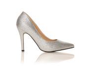 DARCY Silver Glitter Stilleto High Heel Pointed Court Shoes Size US 7