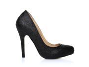 ShuWish HILLARY Glitter Stilleto High Heel Classic Court Shoes Size US 7 Black