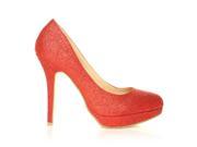 EVE Red Glitter Stiletto High Heel Platform Court Shoes Size US 9