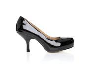 ADA Black Patent PU Leather Kitten Mid Heel Classic Court Shoes Size US 5