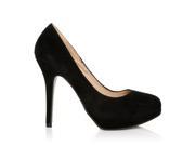 EVE Black Faux Suede Stiletto High Heel Platform Court Shoes Size US 8