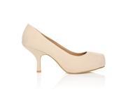 ADA Nude Faux Suede Kitten Mid Heel Classic Court Shoes Size US 6
