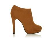 H20 Tan Faux Suede Stilleto Very High Heel Ankle Shoe Boots Size US 9