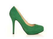 EVE Green Faux Suede Stiletto High Heel Platform Court Shoes Size US 7