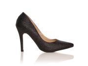 DARCY Black Glitter Stilleto High Heel Pointed Court Shoes Size US 9