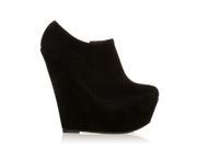 TINA Black Faux Suede Wedge Very High Heel Platform Ankle Shoe Boots Size US 9