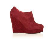 ShuWish H051 Faux Suede Wedge Very High Heel Platform Shoes Size US 8 Burgundy