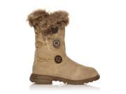ShuWish H047 PU Leather Block Low Heel 3 Button Snow Winter Boots Size US 6 Beige