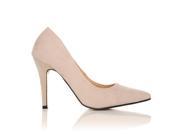 DARCY Nude Faux Suede Stilleto High Heel Pointed Court Shoes Size US 9