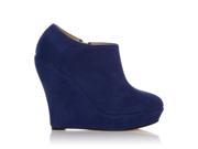 H051 Blue Faux Suede Wedge Very High Heel Platform Shoes Size US 7