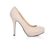 EVE Nude Faux Suede Stiletto High Heel Platform Court Shoes Size US 9