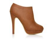 H20 Tan PU Leather Stilleto Very High Heel Ankle Shoe Boots Size US 8