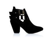 MARLEY Black Faux Suede Block High Heel Cut Out Shoe Boots Size US 6