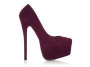 ShuWish DONNA Faux Suede Stilleto Very High Heel Platform Court Shoes Size US 9 Purple