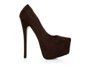 ShuWish DONNA Brown Faux Suede Stilleto Very High Heel Platform Court Shoes Size US 8