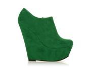 TINA Green Faux Suede Wedge Very High Heel Platform Ankle Shoe Boots Size US 7