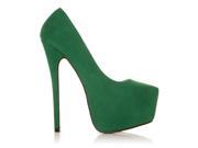 DONNA Green Faux Suede Stilleto Very High Heel Platform Court Shoes Size US 5