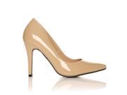 DARCY Nude Patent PU Leather Stilleto High Heel Pointed Court Shoes Size US 9