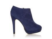 H20 Navy Faux Suede Stilleto Very High Heel Ankle Shoe Boots Size US 10
