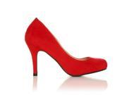 ShuWish PEARL Faux Suede Stiletto High Heel Classic Court Shoes Size US 6 Red
