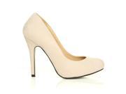ShuWish HILLARY Faux Suede Stilleto High Heel Classic Court Shoes Size US 7 Nude