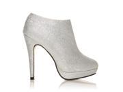 ShuWish H20 Glitter Stilleto Very High Heel Ankle Shoe Boots Size US 7 Silver