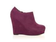 H051 Purple Faux Suede Wedge Very High Heel Platform Shoes Size US 8