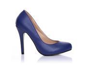 ShuWish HILLARY PU Leather Stilleto High Heel Classic Court Shoes Size US 10 Navy