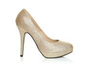 EVE Champagne Glitter Stiletto High Heel Platform Court Shoes Size US 7