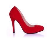 HILLARY Red Faux Suede Stilleto High Heel Classic Court Shoes Size US 5
