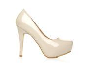 H251 Nude Patent PU Leather Stiletto High Heel Concealed Platform Court Shoes Size US 9