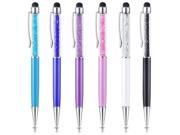 6Pack 2 in 1 Slim Crystal Diamond Stylus and Ink Ballpoint Pen for iPhone 4S 5 5S 5C 6 6 6S Plus iPad 2 3 4 mini Air Samsung HTC LG Huawei XiaoMi