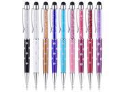 SEGMOI TM 9Pack 2 in 1 Crystal Diamond Printing Ink Ballpoint Stylus Pen for Capacitive Touch Screen iPhone 5S 6 6 6S Plus Android Smart Phone iPad 2 3 4 Pro