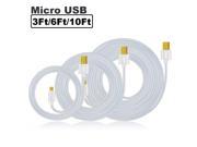 SEGMOI 3Pack 3Ft 6Ft 10Ft Premium Braided Aluminum Gold Plated Micro USB Charging Sync Data Cable Charger Cord for Samsung Galaxy S7 S6 Edge S5 S4 Note 4 5 Tab