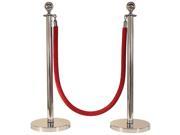 CROWD CONTROL ROPE STANCHION SET 2 CROWN POSTS IN MIRROR S.S 1 ROPE