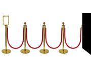 10 PCS ROPE STANCHION DELUXE SET CROWN TOP AND GOLD POLISH S.S. 12 FLAT BASE