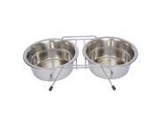 Iconic Pet Stainless Steel Double Diner with Wire Stand for Dog or Cat 1 2 Pt 8 Oz 1 Cup
