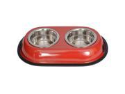 Iconic Pet – Color Splash Stainless Steel Double Diner Red for Dog Cat 1 2 Pt 8 oz 1 cup