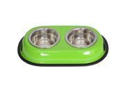 Iconic Pet – Color Splash Stainless Steel Double Diner Green for Dog Cat 1 2 Pt 8 oz 1 cup