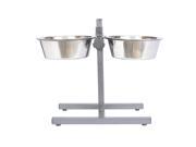 Iconic Pet Adjustable Stainless Steel Pet Double Diner for Dog 2 Qt 64 oz 8 cup