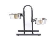 Iconic Pet Adjustable Stainless Steel Pet Double Diner for Dog U Design 2 Qt 64 oz 8 cup