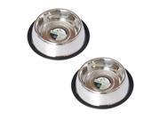 Iconic Pet Stainless Steel Non Skid Pet Bowl Set of 2 for Dog or Cat 8 Oz 1 Cup