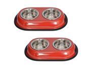 Iconic Pet Color Splash Stainless Steel Double Diner Set of 2 for Dog Cat Red 1 Qt 32 Oz 4 Cup