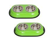 Iconic Pet Color Splash Stainless Steel Double Diner Set of 2 for Dog Cat Green 1 2 Pt 8 Oz 1 Cup