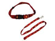 Iconic Pet Paw Print Adjustable Collar with Leash set of 2 Asst 3 Red