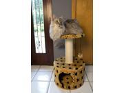 Iconic Pet Sisal Scratching Furniture Tree with dual cave and multiple posts Light Grey