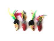 6 Pack Two tone short hair fur mice with feather tail Assorted 24 Pieces